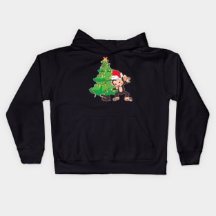 Dabbing Kawaii Monkey Christmas Tree Kids Hoodie